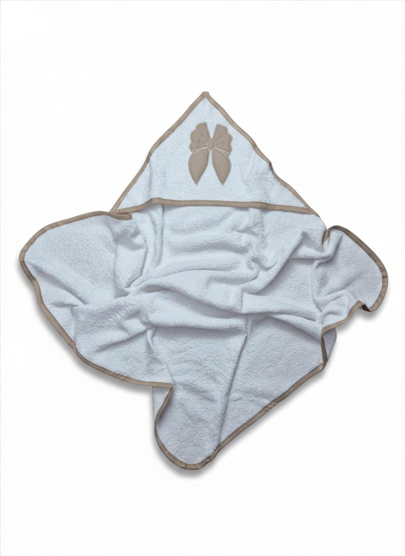 Accappatoio neonato con cappuccio e fiocco