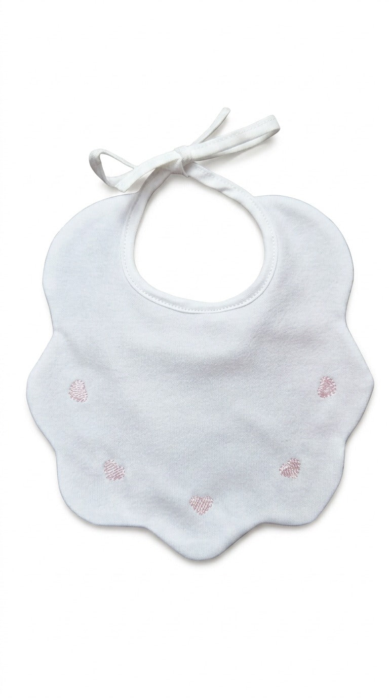 Bavetta neonato - ricamo cuore