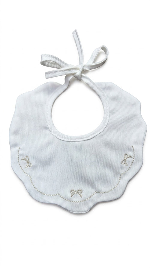 Bavetta neonato - ricamo fiocco