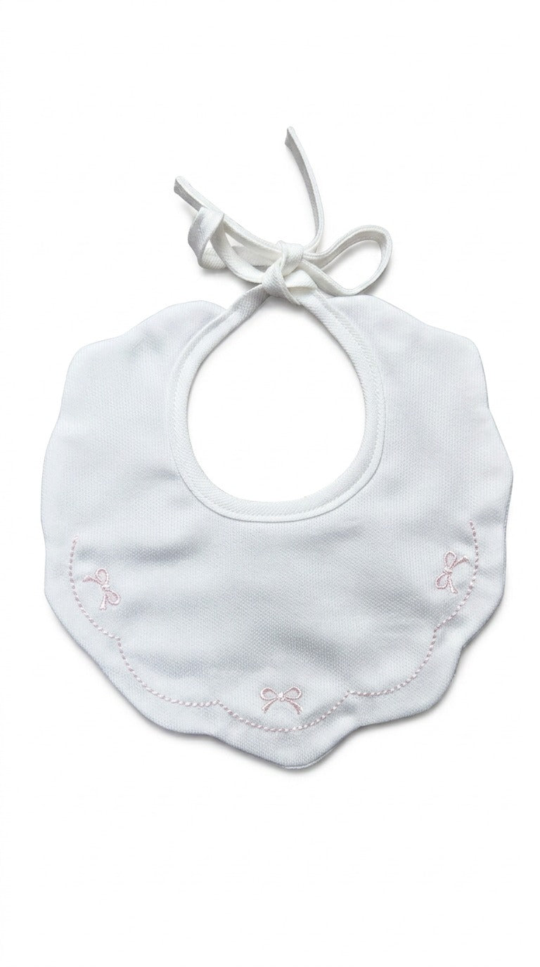 Bavetta neonato - ricamo fiocco