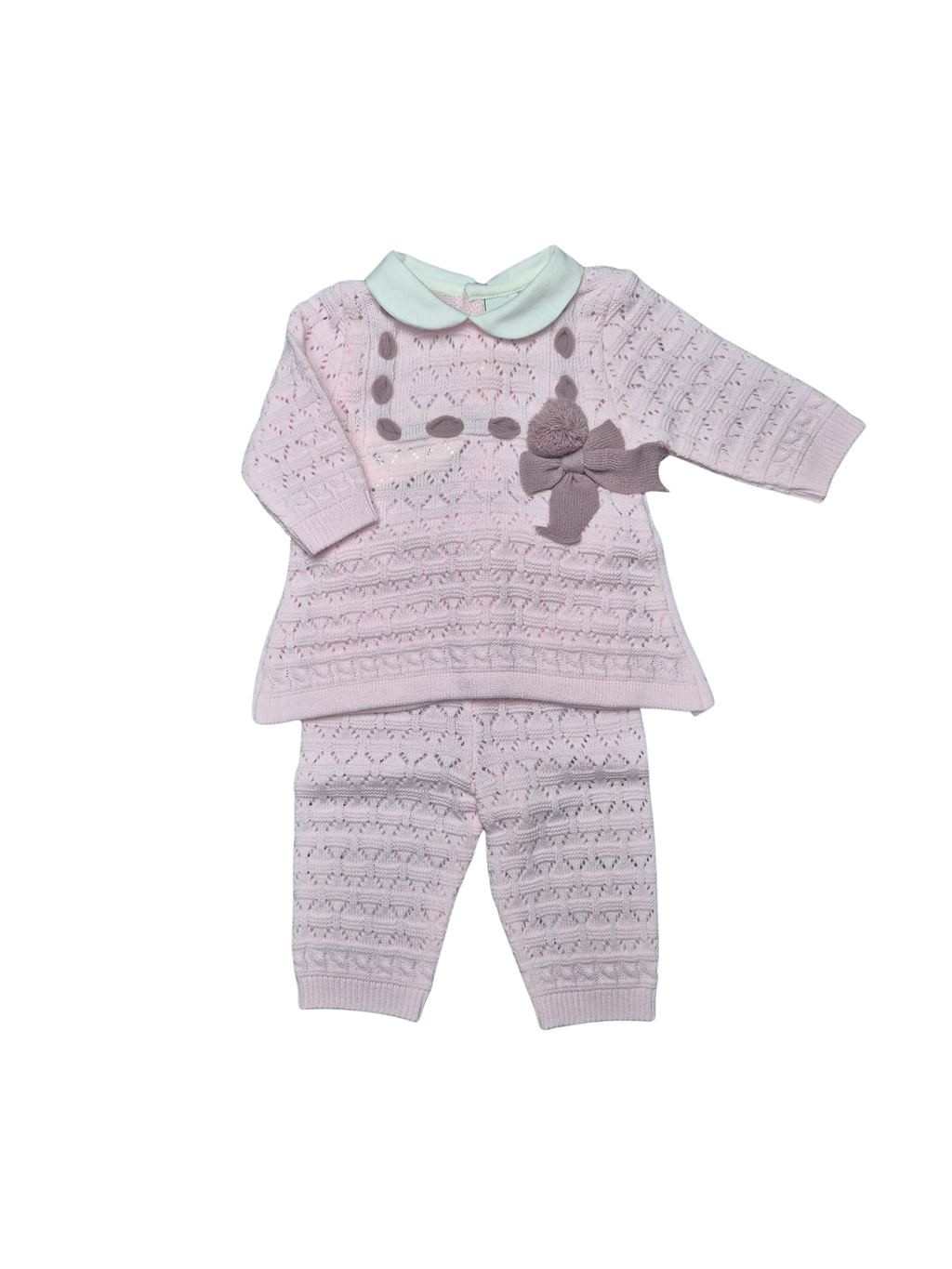 Completo Pappa&Latte in lana rosa