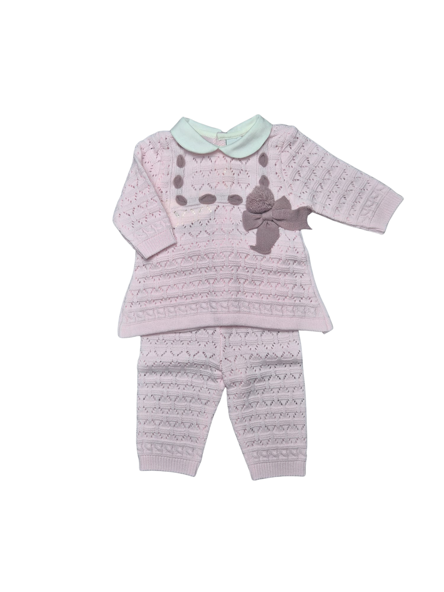 Completo Pappa&Latte in lana rosa