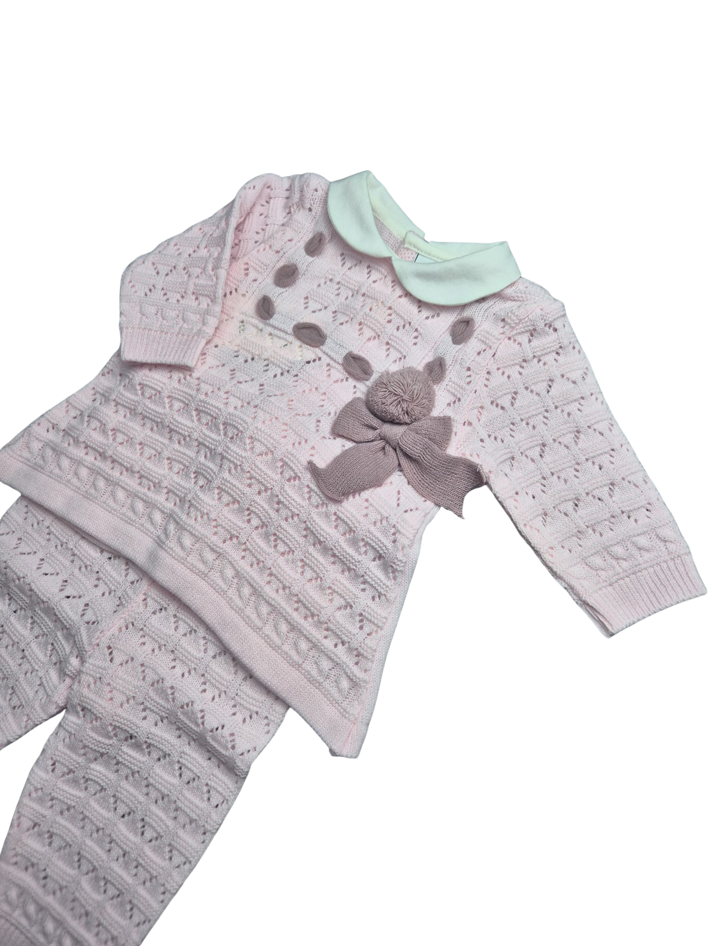 Completo Pappa&Latte in lana rosa