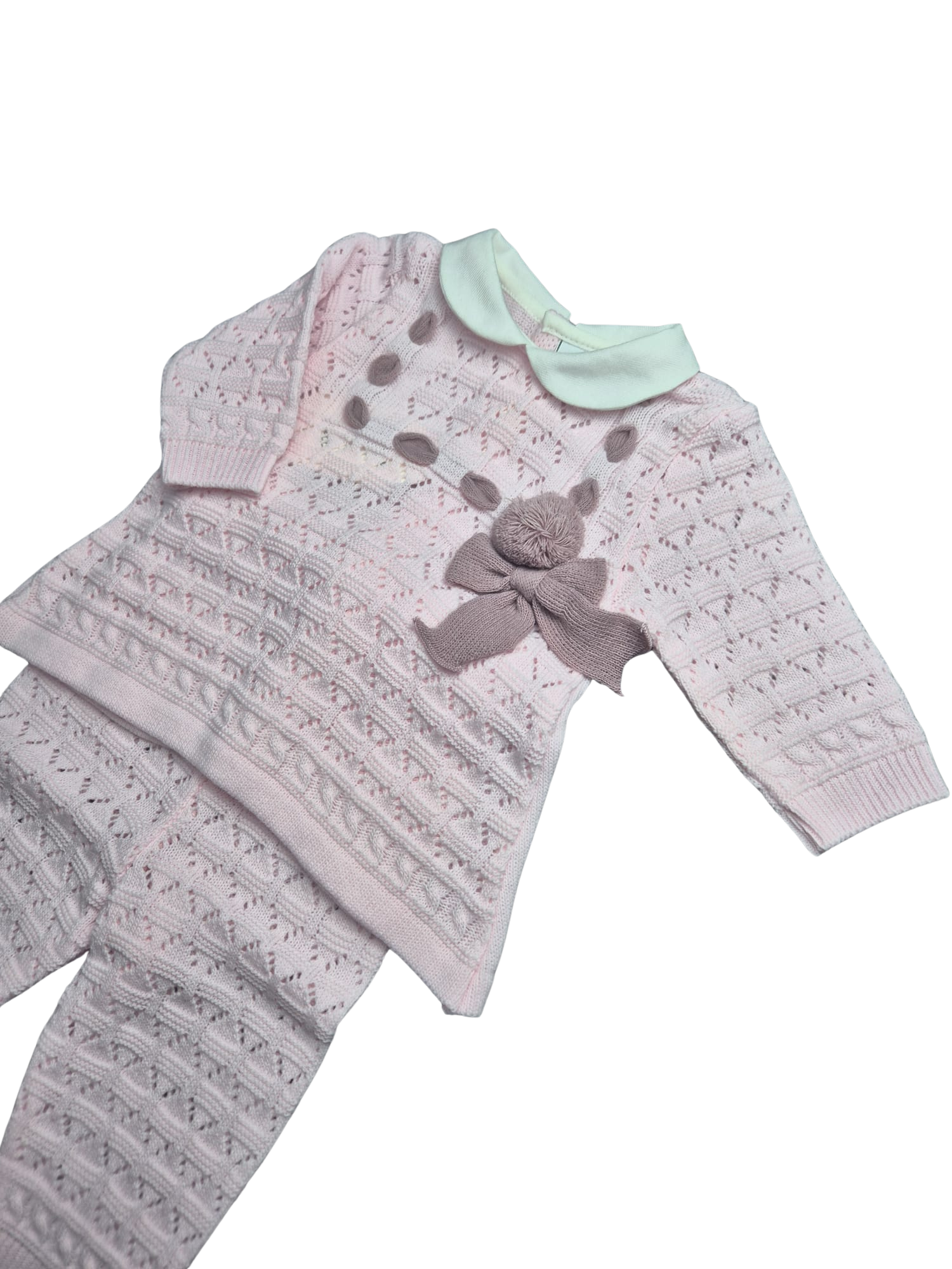 Completo Pappa&Latte in lana rosa