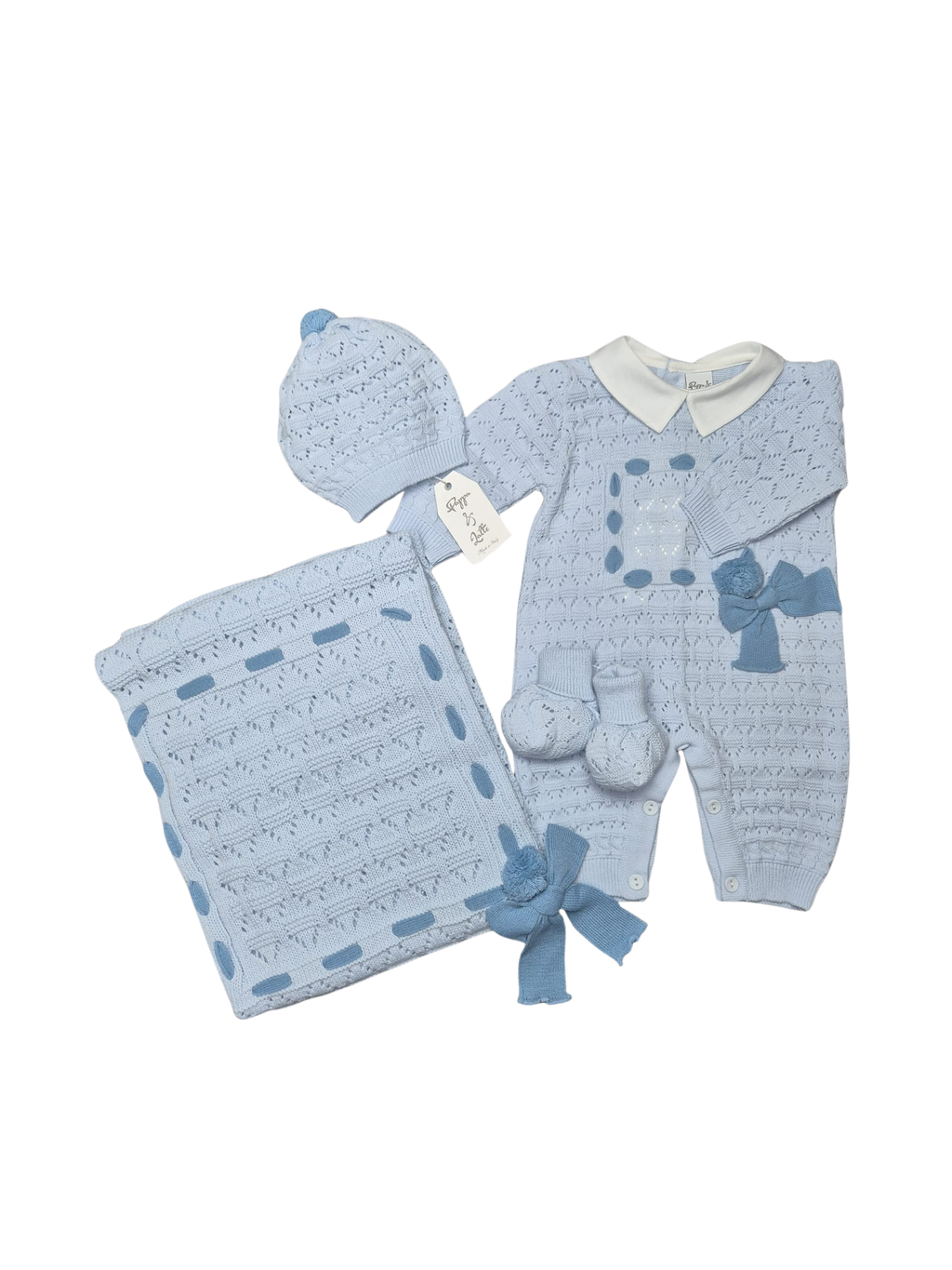 Coordinato Pappa e Latte in Lana Azzurro- prima uscita