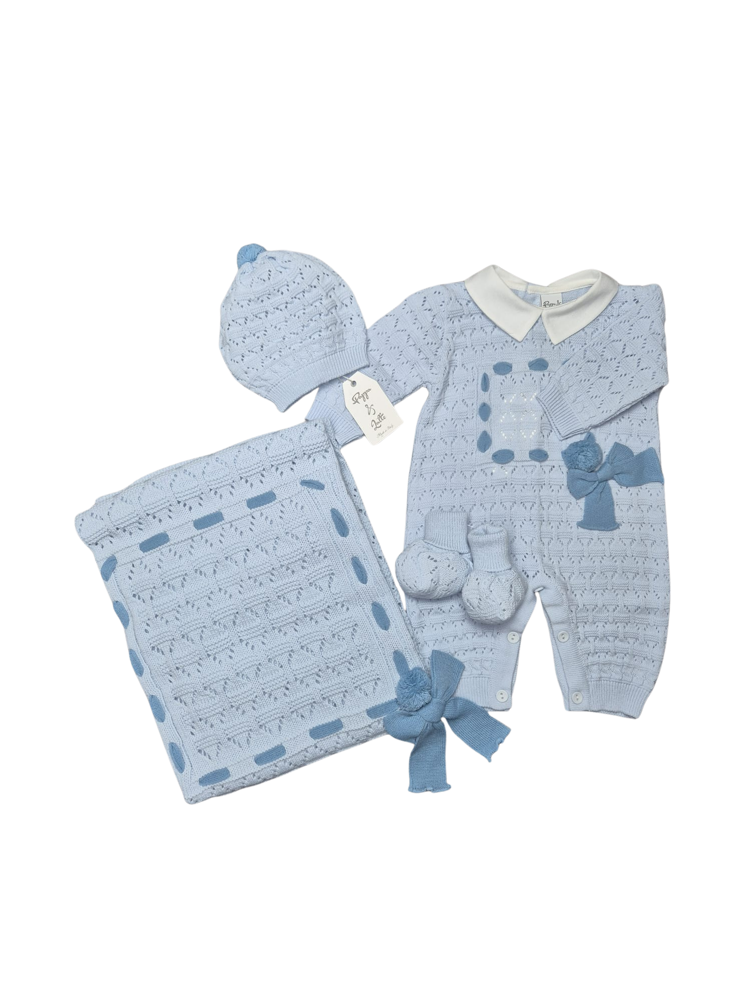 Coordinato Pappa e Latte in Lana Azzurro- prima uscita