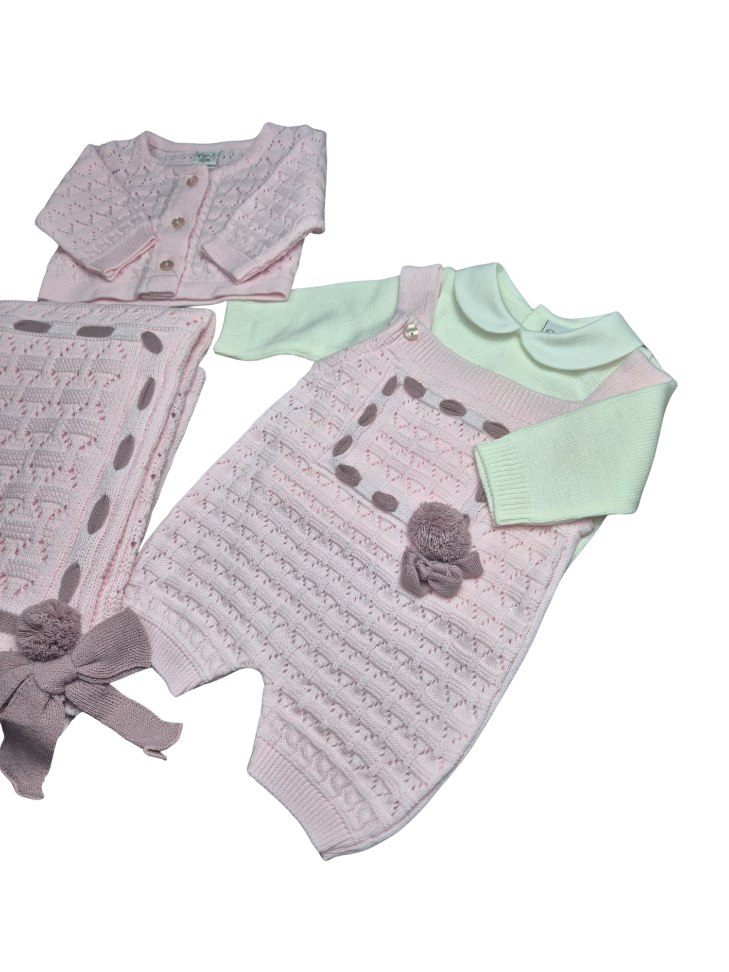 Coordinato Pappa&Latte pagliaccetto e giacchina in lana prima uscita - scegli il tuo colore