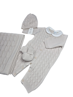 Coordinato treccia Pappa&Latte in Lana prima uscita - scegli il tuo colore
