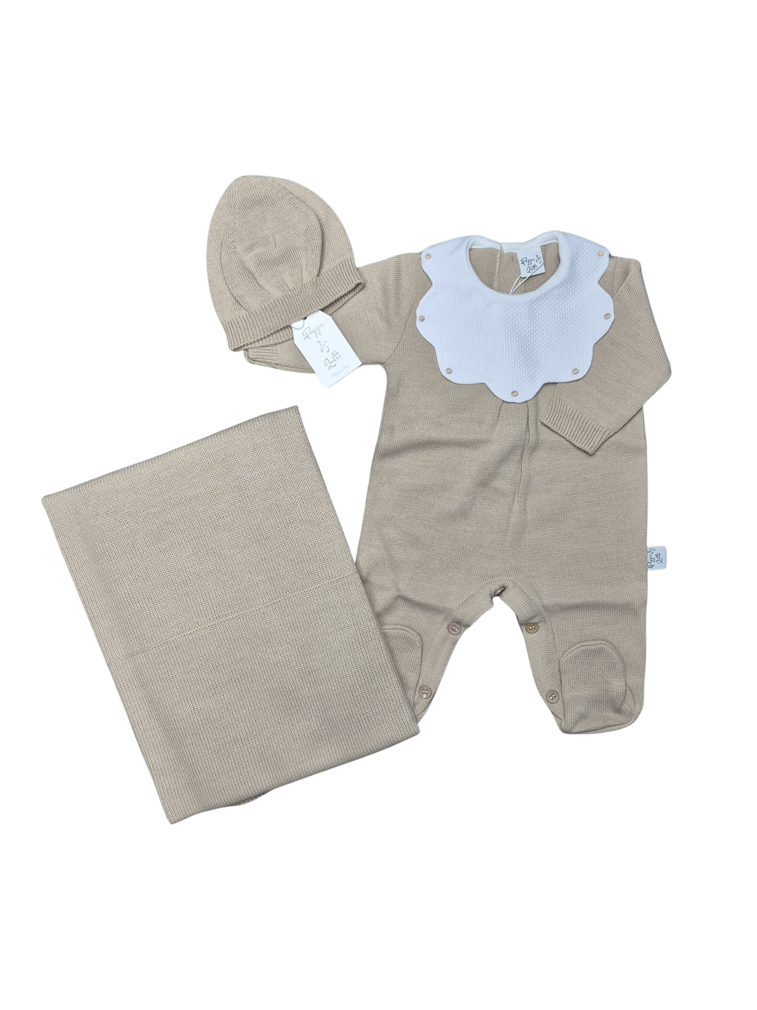 Coordinato basic Pappa&Latte in Lana prima uscita - scegli il tuo colore