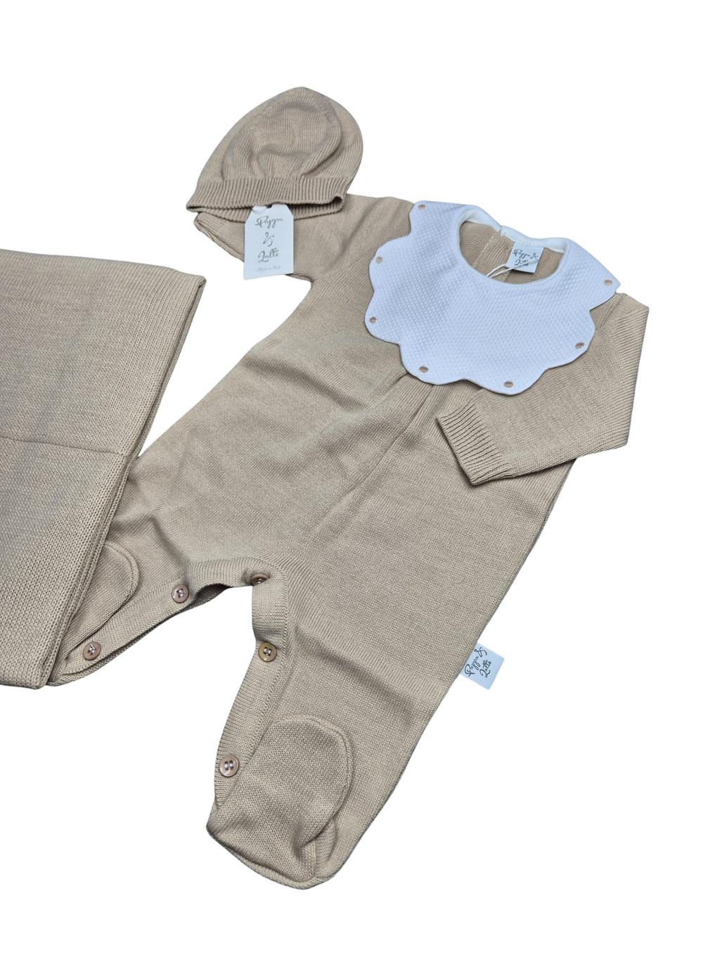 Coordinato basic Pappa&Latte in Lana prima uscita - scegli il tuo colore