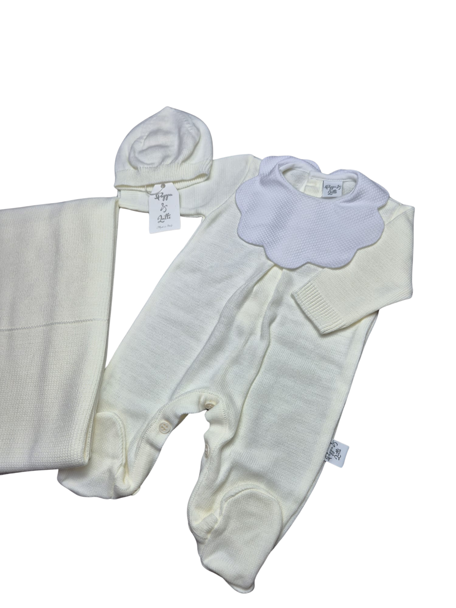 Coordinato basic Pappa&Latte in Lana prima uscita - scegli il tuo colore