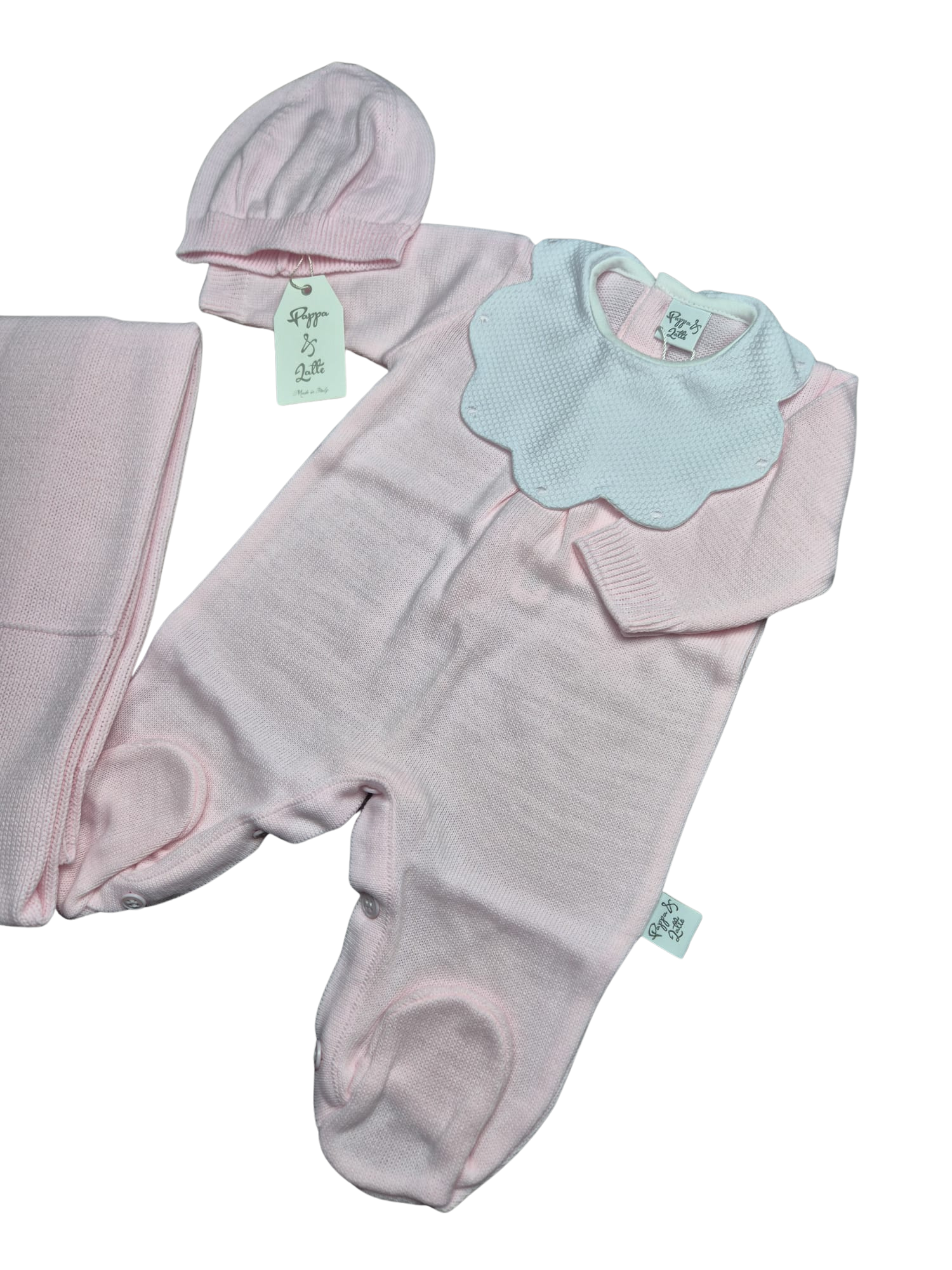 Coordinato basic Pappa&Latte in Lana prima uscita - scegli il tuo colore