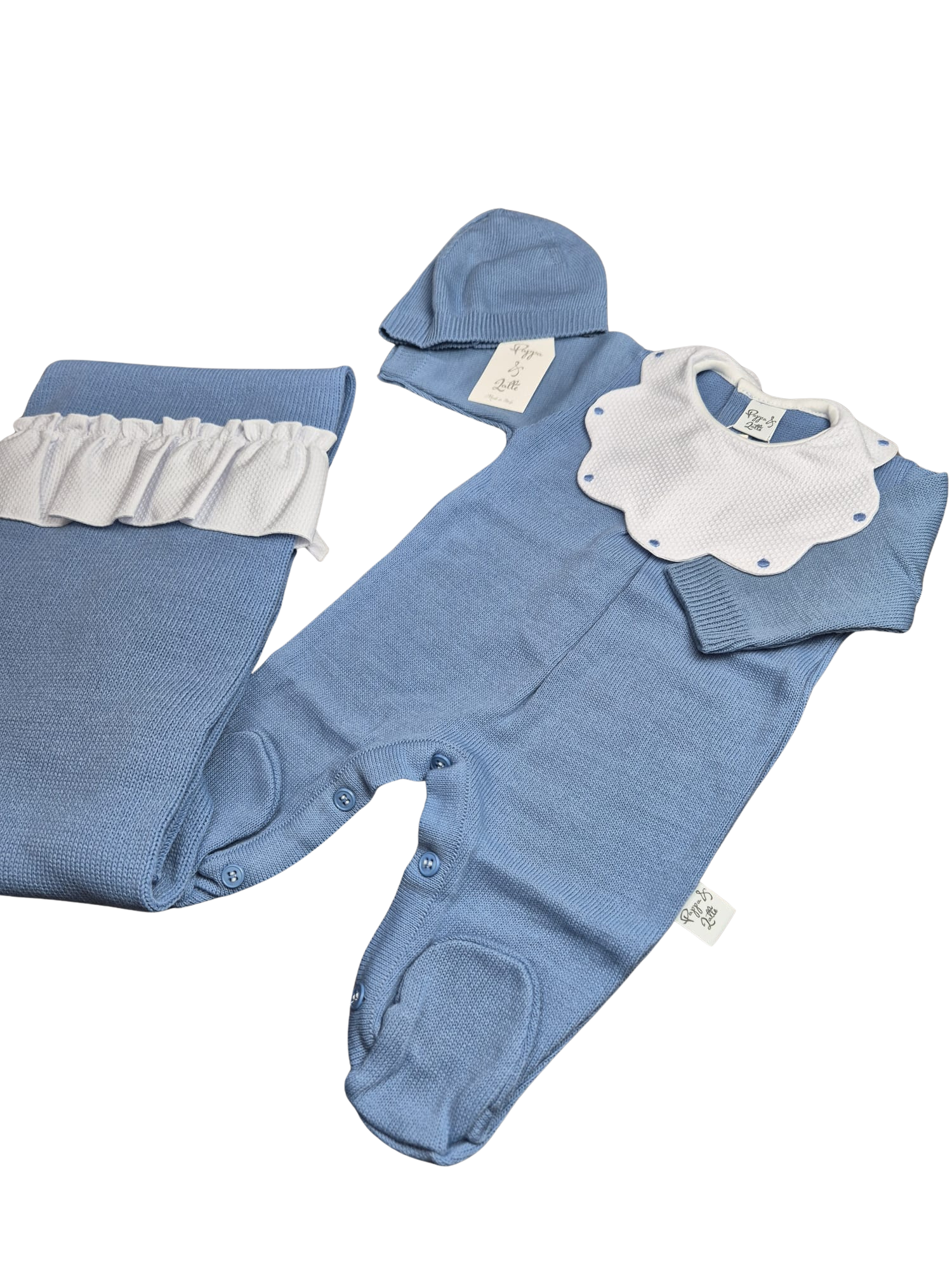 Coordinato basic ruches Pappa&Latte in Lana prima uscita - scegli il tuo colore