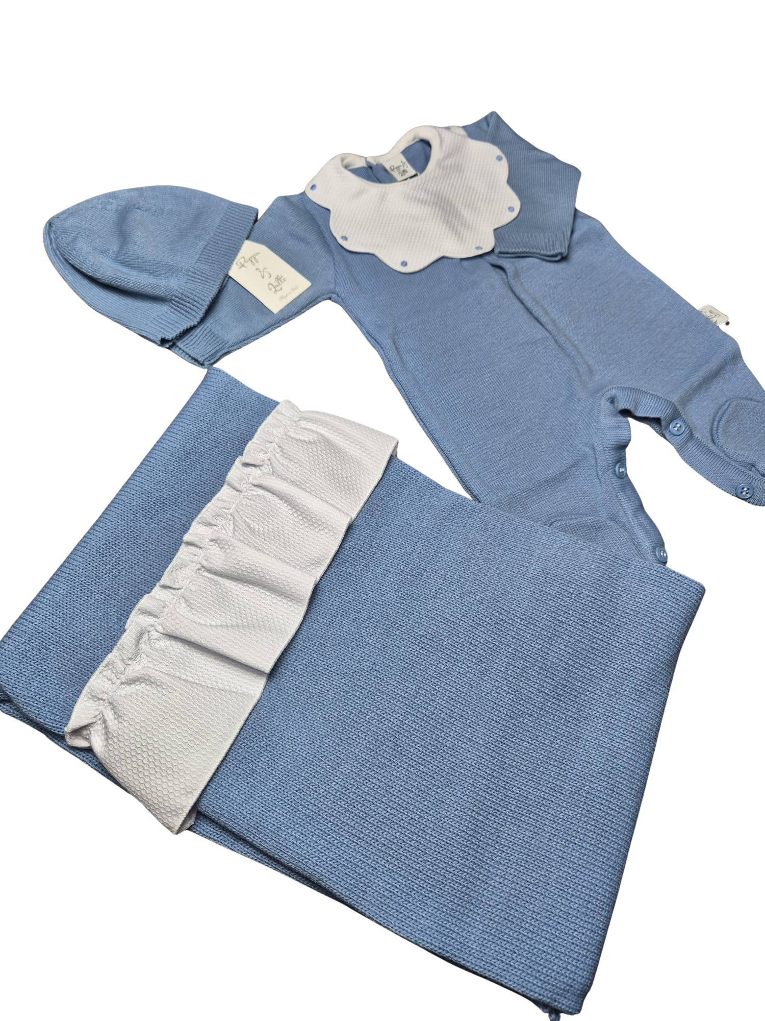 Coordinato basic ruches Pappa&Latte in Lana prima uscita - scegli il tuo colore