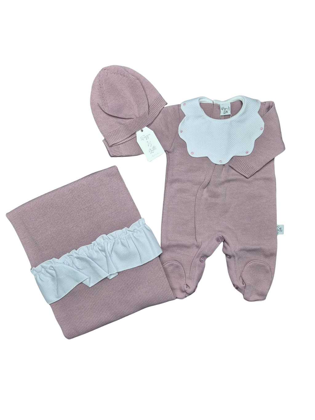 Coordinato basic ruches Pappa&Latte in Lana prima uscita - scegli il tuo colore