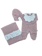 Coordinato basic ruches Pappa&Latte in Lana prima uscita - scegli il tuo colore
