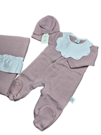 Coordinato basic ruches Pappa&Latte in Lana prima uscita - scegli il tuo colore