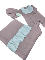Coordinato basic ruches Pappa&Latte in Lana prima uscita - scegli il tuo colore
