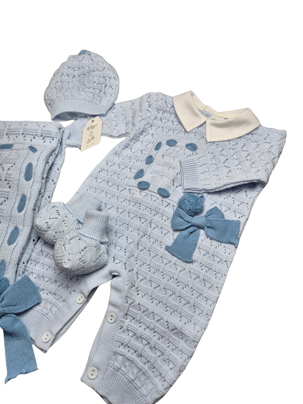 Coordinato Pappa e Latte in Lana Azzurro- prima uscita