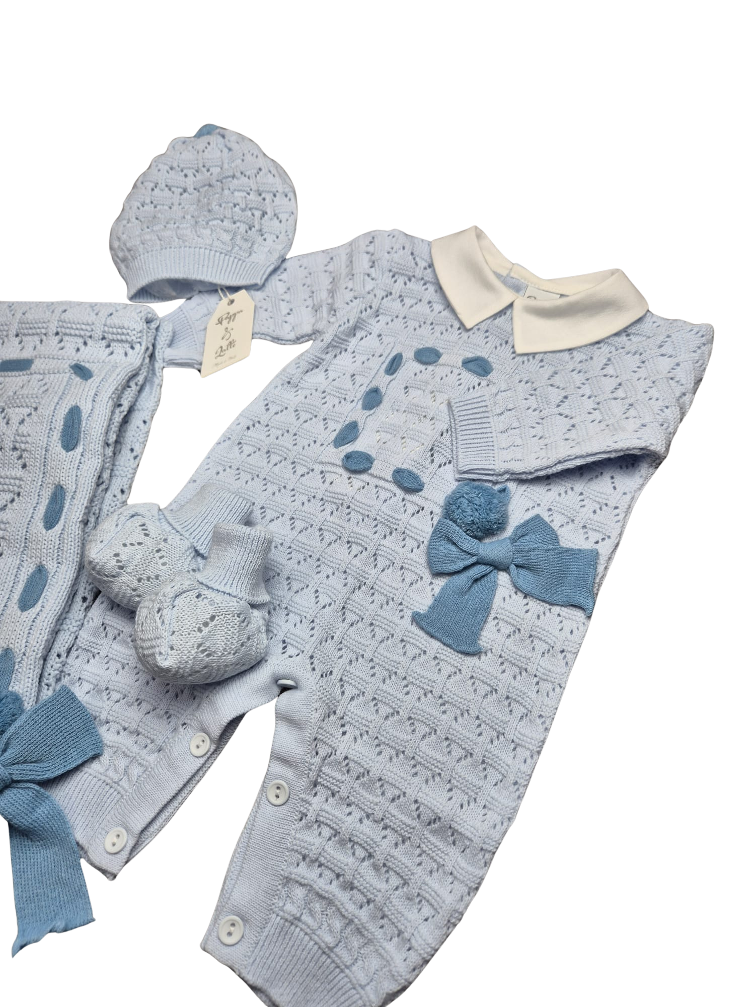 Coordinato Pappa e Latte in Lana Azzurro- prima uscita