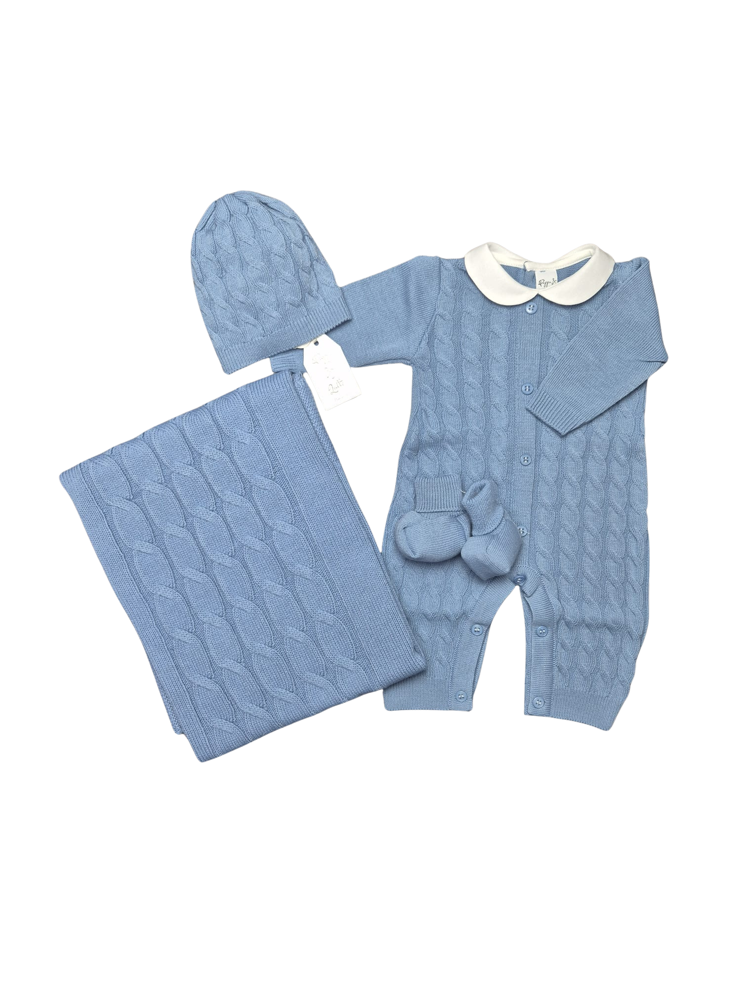 Coordinato treccia Pappa&Latte in Lana prima uscita - scegli il tuo colore