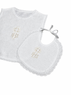 Set Battesimo Camicino e Bavetta in Lino - Bianco